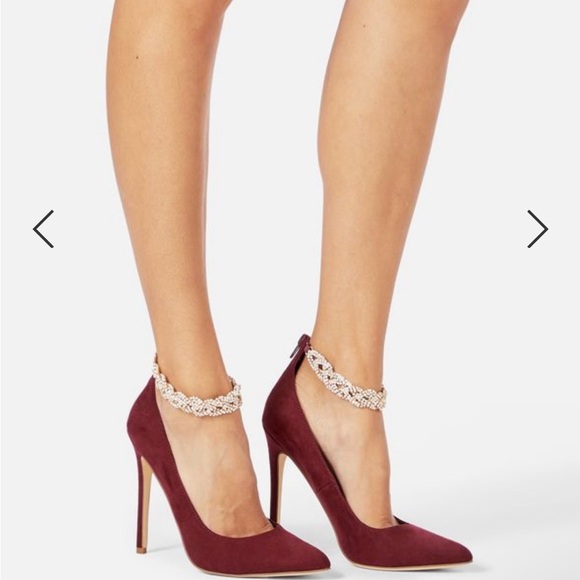 Burgundy Stiletto with gold detail size 6 - Picture 1 of 10